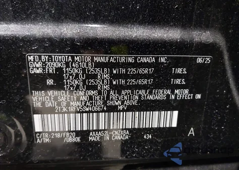 2025 Toyota Rav4 Le z USA, uszkodzony, nr VIN 2T3K1RFV5SW406674